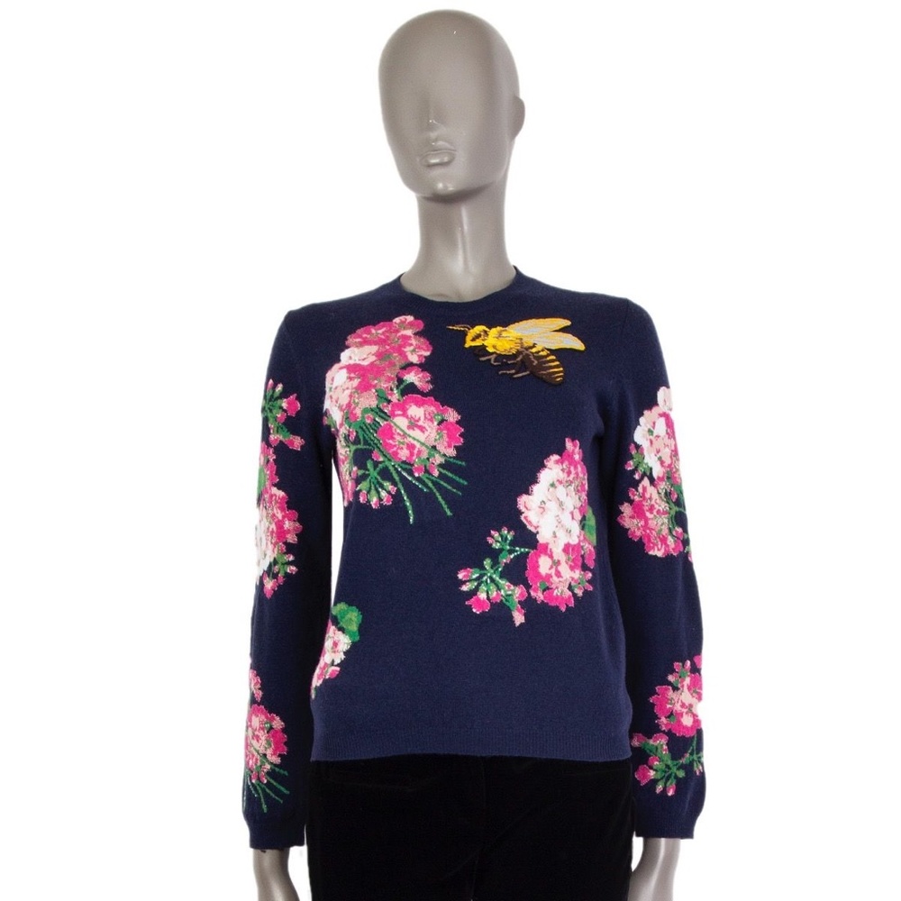 Gucci bee and flower embroidered sweater